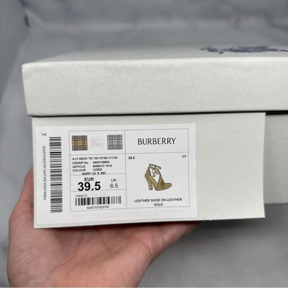 NEW Burberry Prorsum Embroidered Logo Mesh Ankle Wrap Tie Sandal Pump Heels 39.5 - Picture 14 of 16